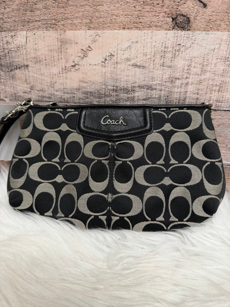 Coach Black & Silver Signature Print Wristlet