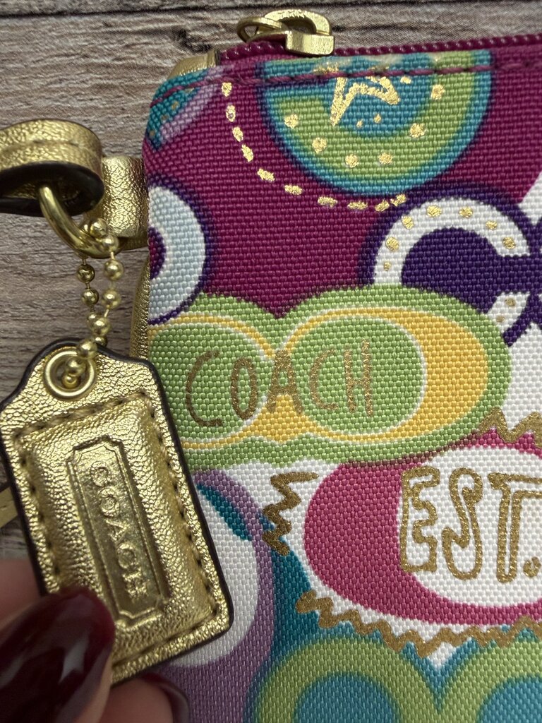 Coach Poppy Graffiti Signature Print Wristlet