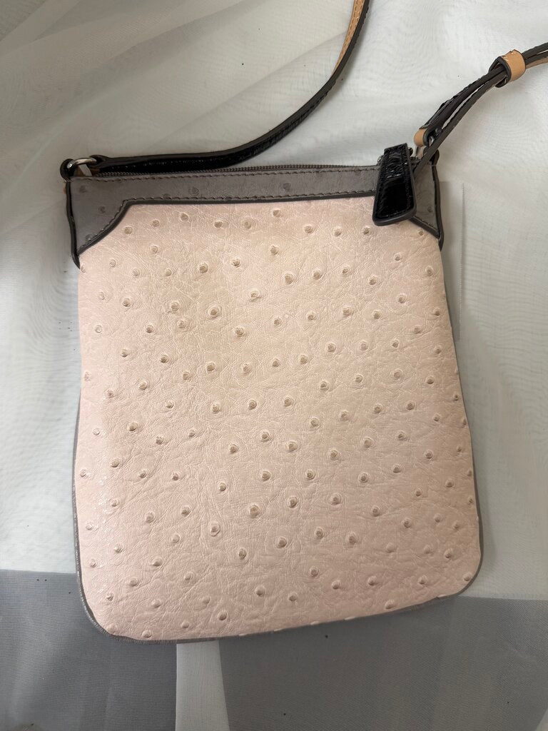 Guess Grey/Pink Faux Ostrich Leather Handbag