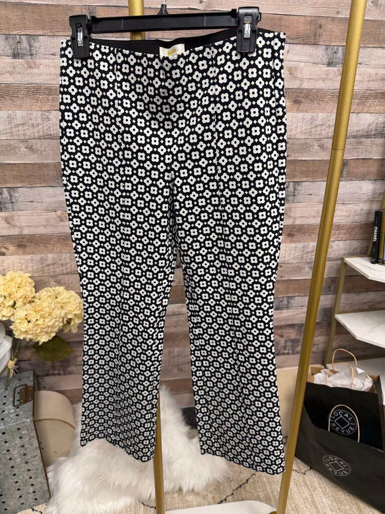 Maeve By Anthropologie Floral Print Pants Black & White Geometric Print
