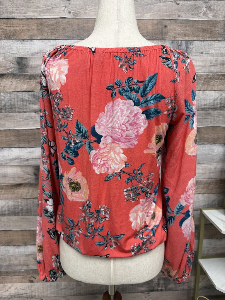 Anthropologie Pink Floral Print Crop Top
