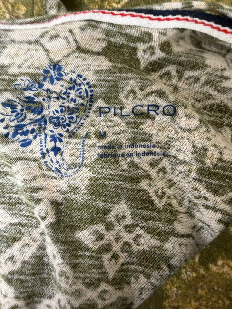 Pilcro Olive Lace Short Sleeve V-Neck Top