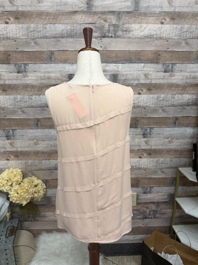 Halogen Brand Pink Tiered Ruffle Tank Top