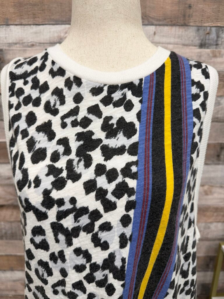 Free people Leopard Print Sleeveless Tank Top With Contrast Trim