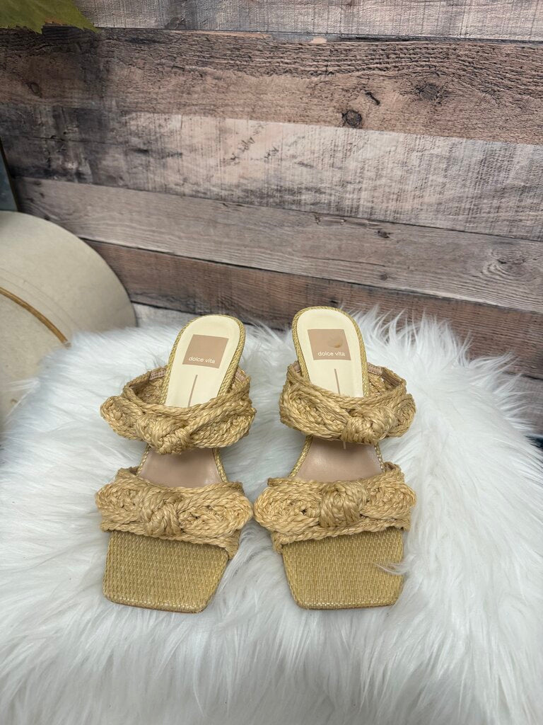Dolce Vita Raffia Knotted Bow Block Heels
