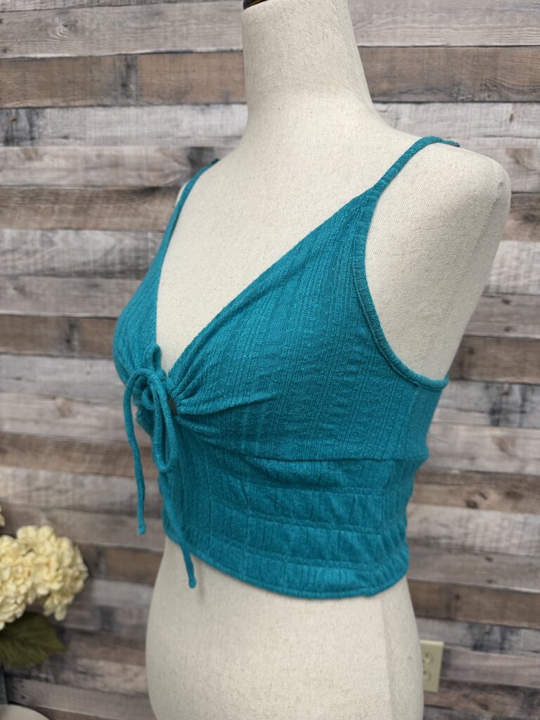 O'Neill Turquoise Tie-Front Knit Crop Top