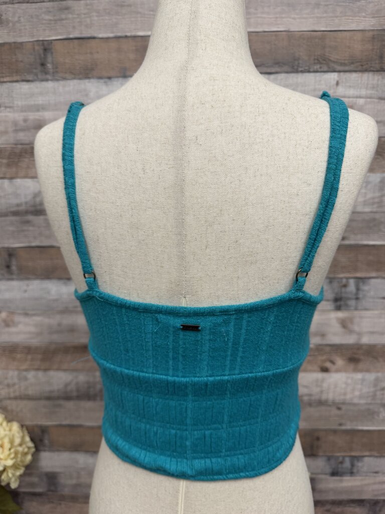 O'Neill Turquoise Tie-Front Knit Crop Top