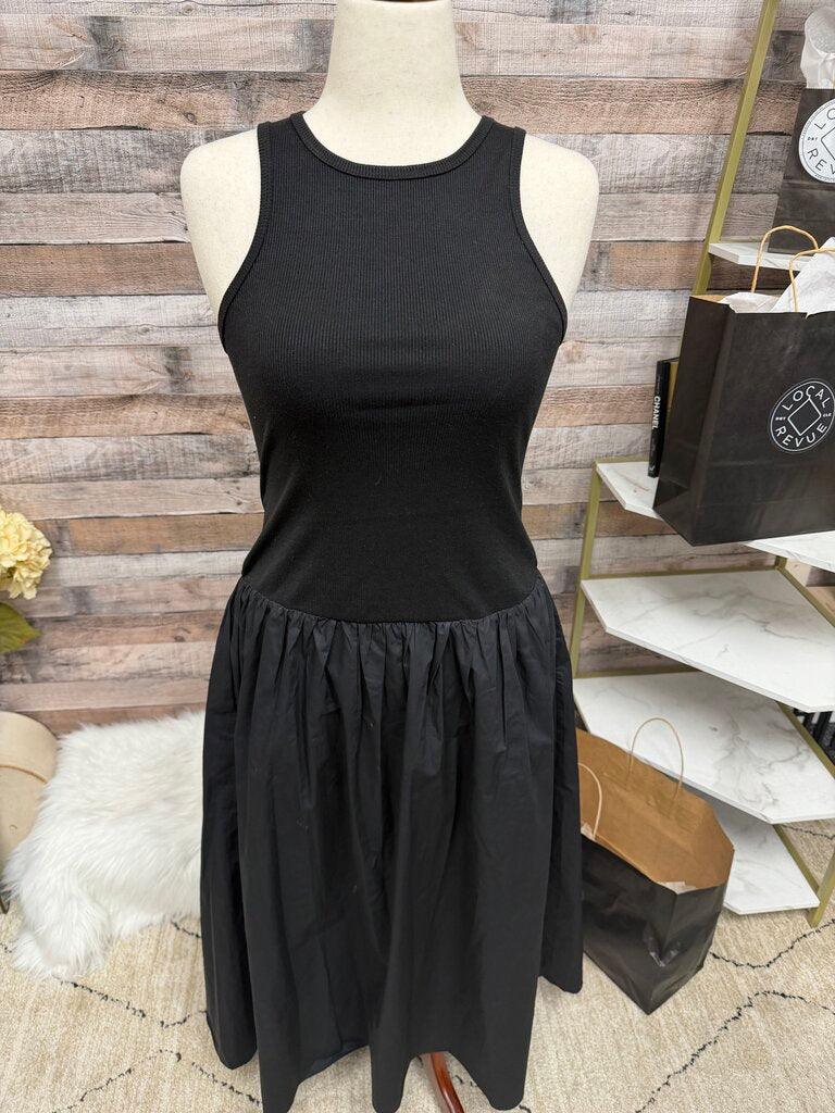 Aqua Black Dropped Waist Sleeveless Dress