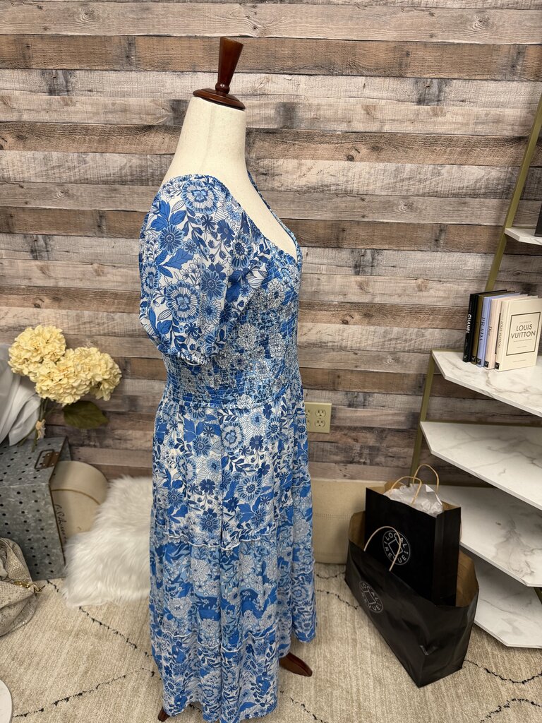 Sincerely Jules Blue Floral Print Smocked Dress