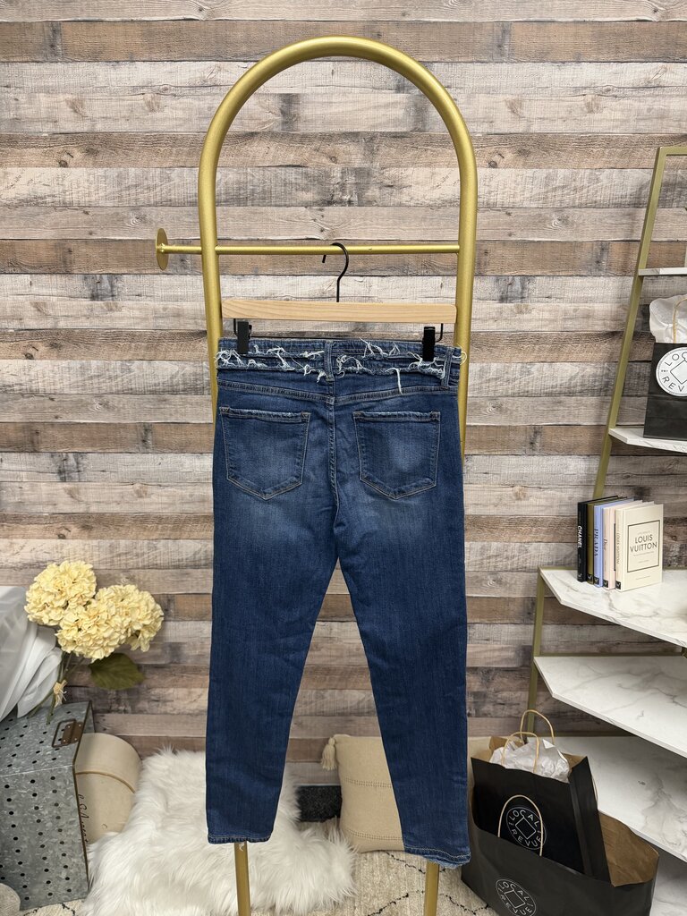 Vervet Blue Distressed Ankle Skinny Style Jeans