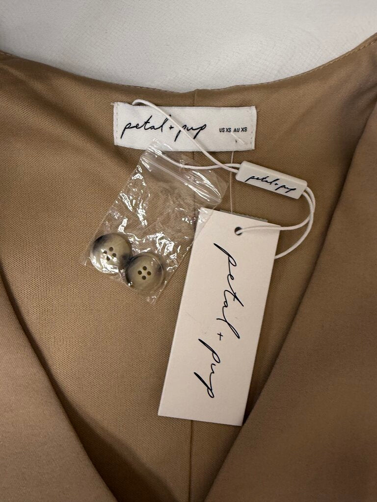 NWT Petal + Pup Brown Button-Front Sleeveless Vest