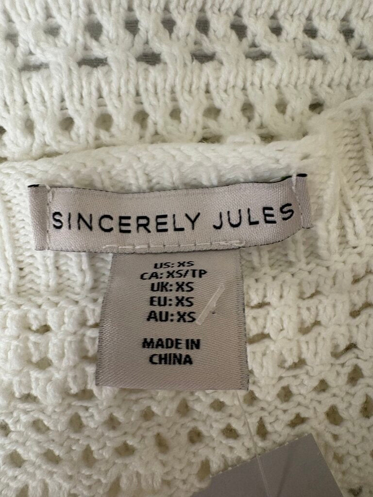 Sincerely Jules White Chrochet Knit Crop Top With Ruffle Cap Sleeves