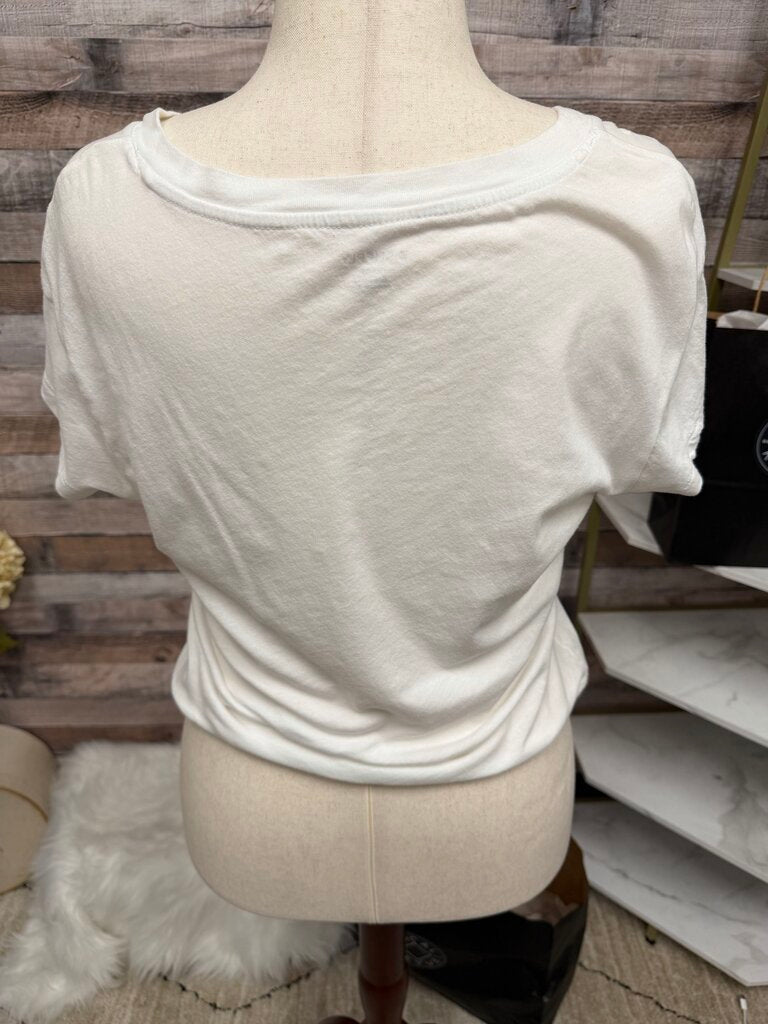 Z Supply White Cropped V Neck T-Shirt
