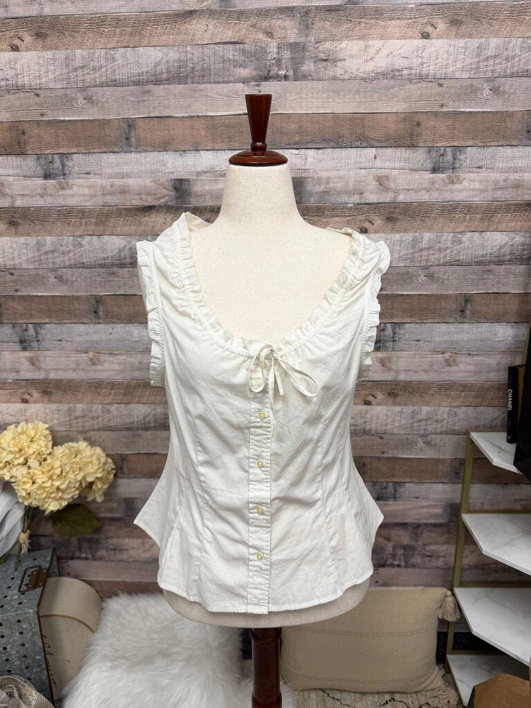 NWT The Great White Ruffle Collared Blouse