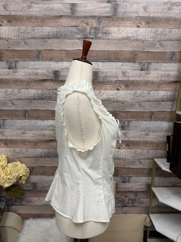 NWT The Great White Ruffle Collared Blouse