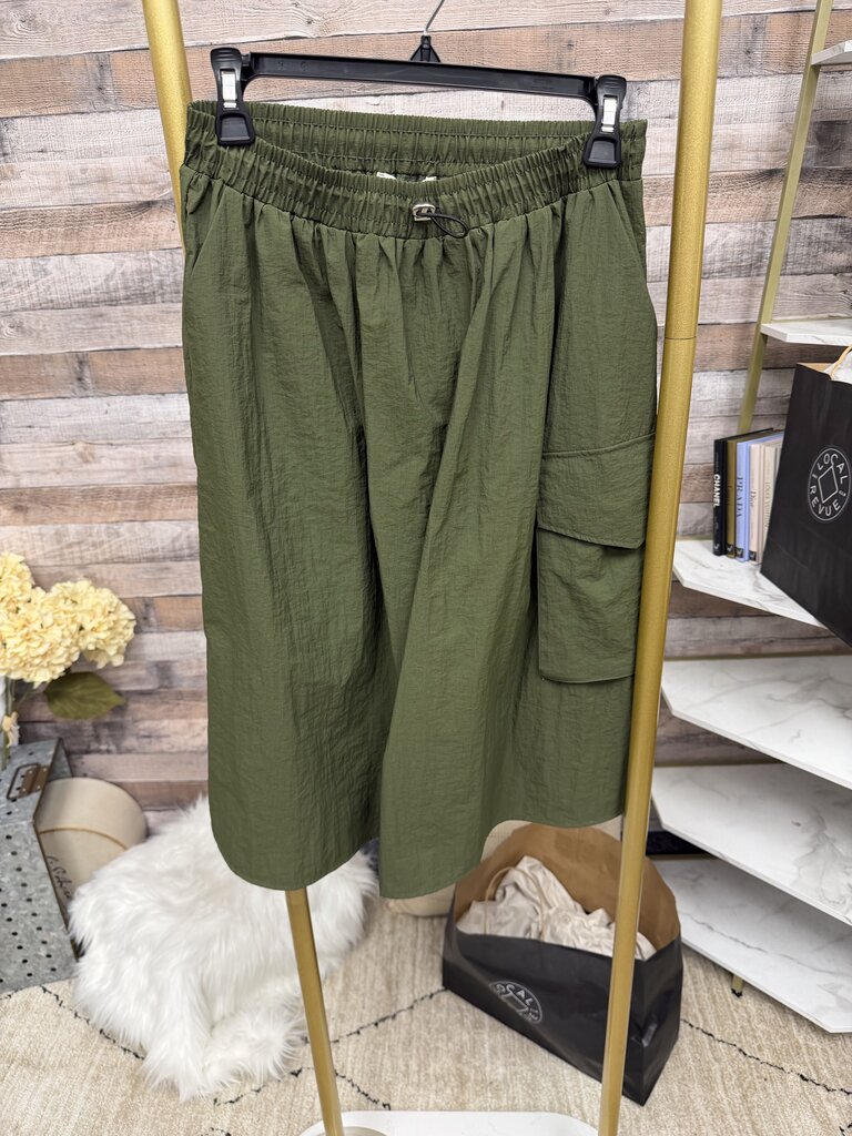 Anthropologie Green Parachute Cargo Skirt