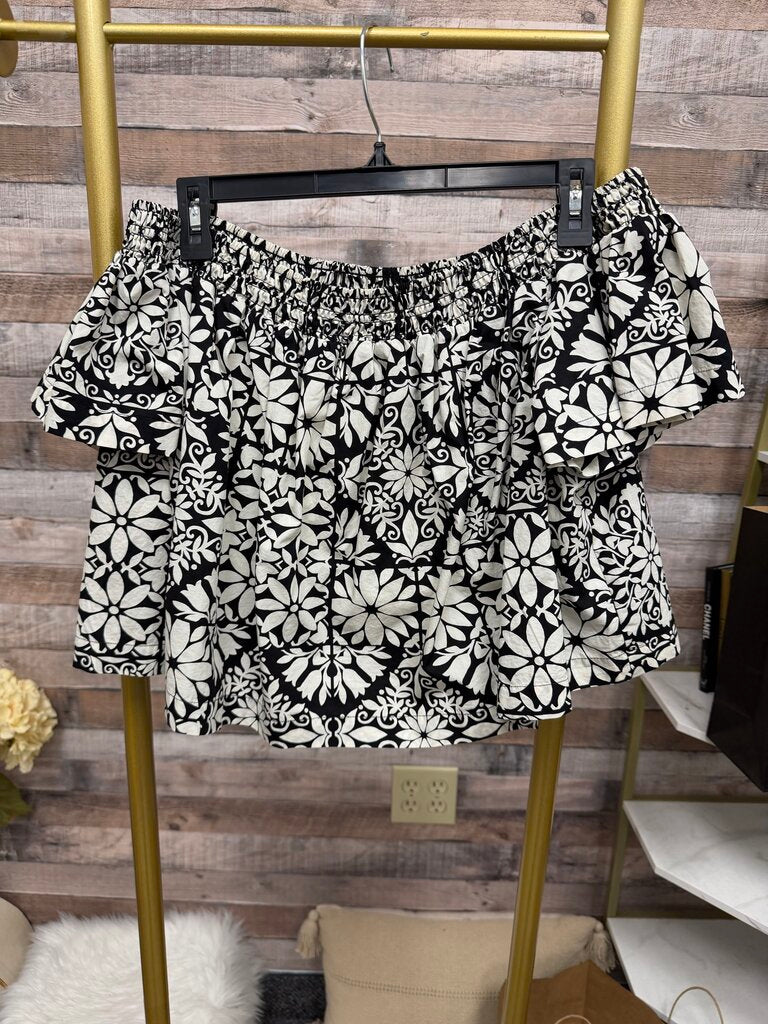 NWT Maeve by Anthropologie Black & White Floral Two Piece Set