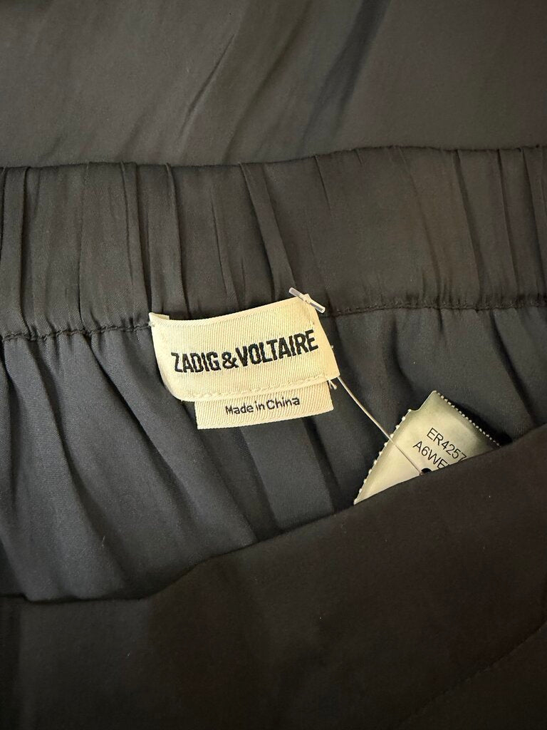 Zadig & Voltaire Black Ruched Midi Skirt