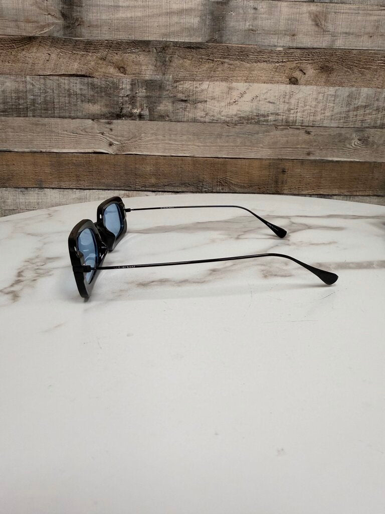 WeWoreWhat Black Acetate Sunglasses with Blue Lenses