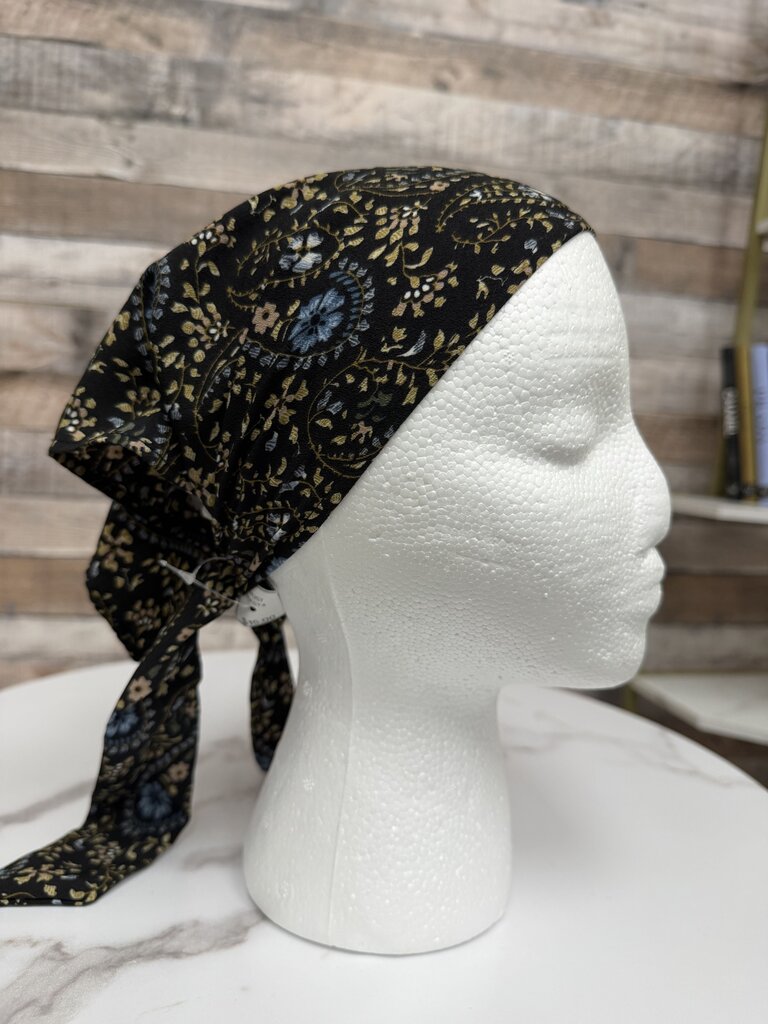 Black Floral Paisley Print Head Scarf No Brand Black N/S women ACCESSORIES