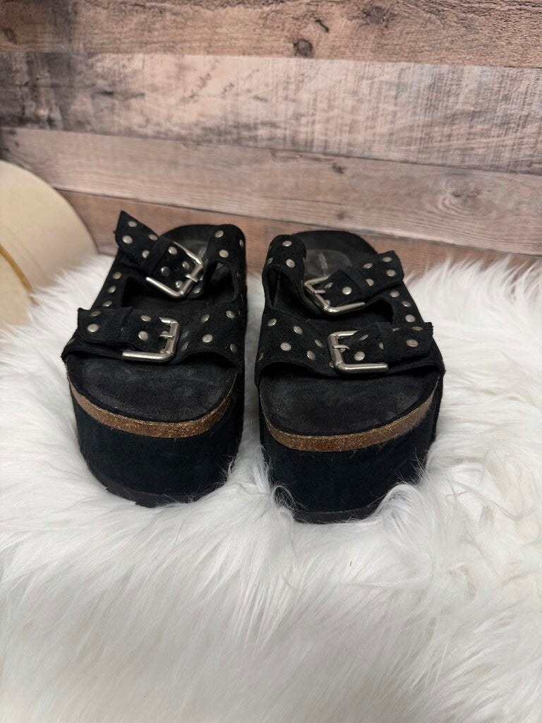 Intentionally Black Suede Platform Sandals