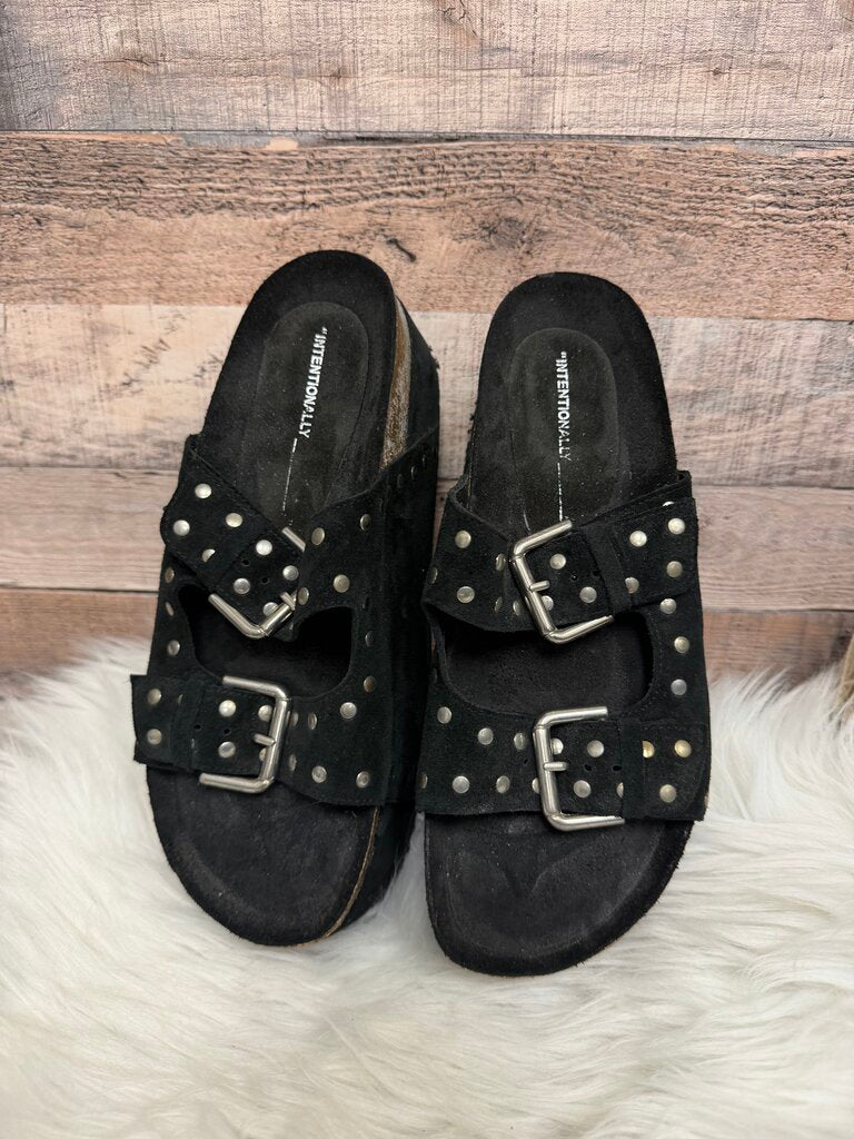 Intentionally Black Suede Platform Sandals