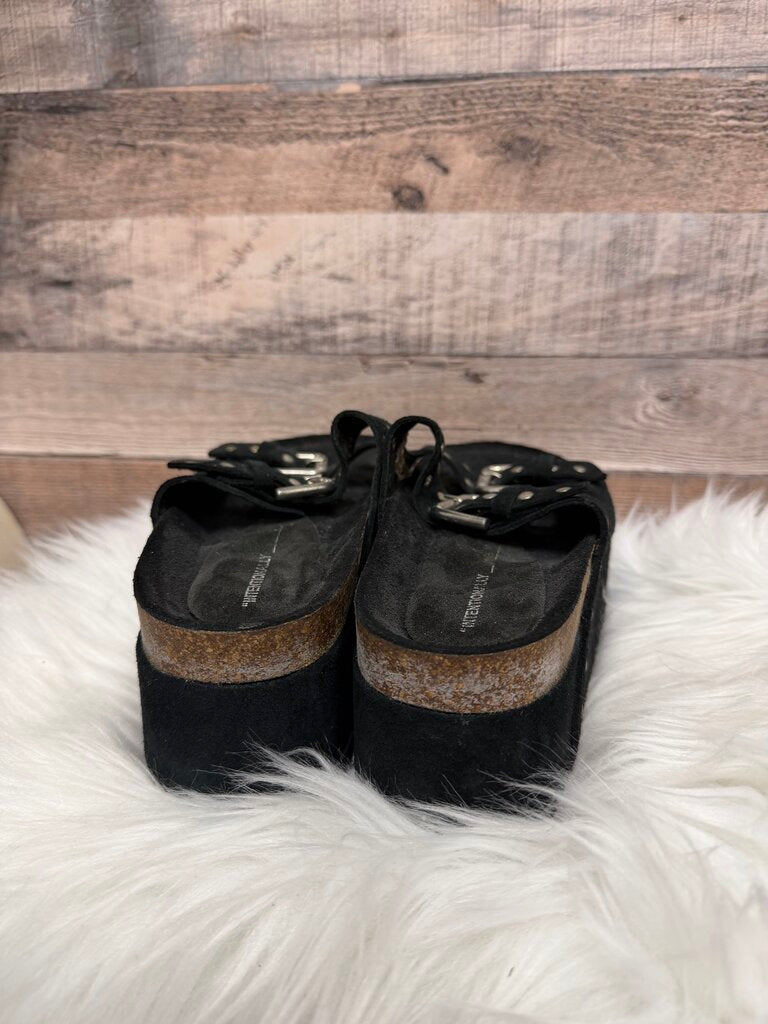 Intentionally Black Suede Platform Sandals
