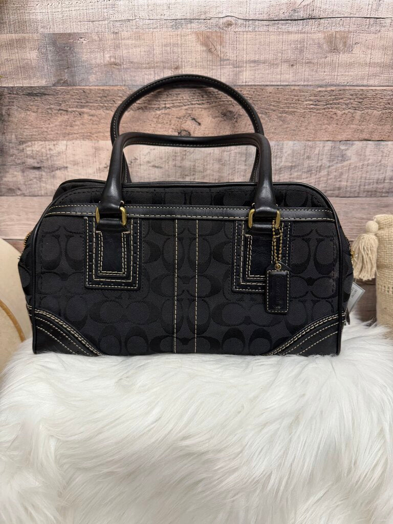Coach Black On Graphite Signature Print Sachel