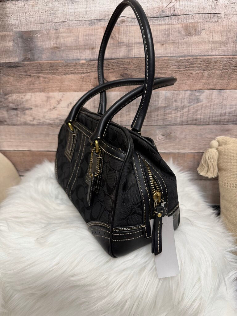 Coach Black On Graphite Signature Print Sachel