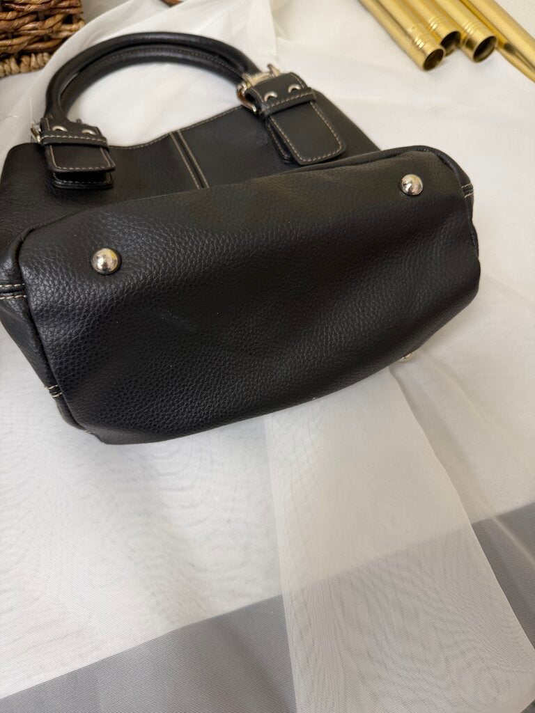 Tignanello Black Dual Handle Leather Handbag