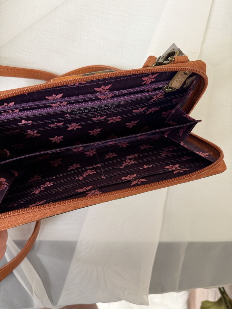 Anuschka Floral Handpainted Leather Crossbody Bag
