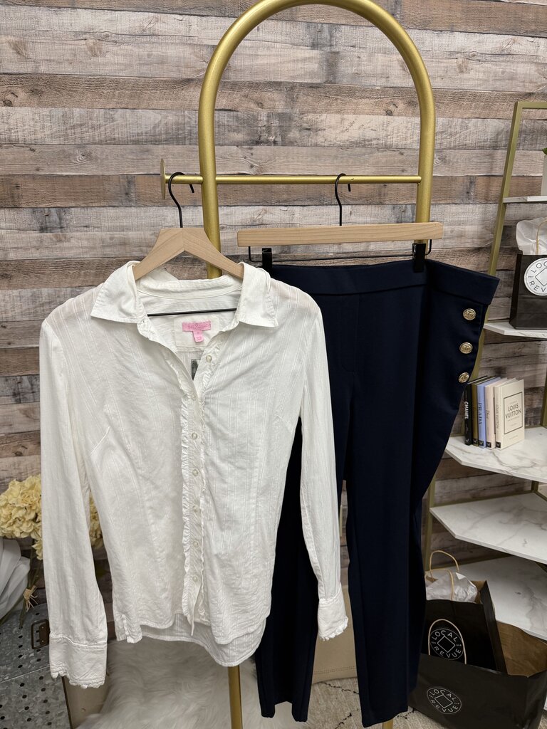 Jules & Leopold Navy Dress Pants With Gold Buttons