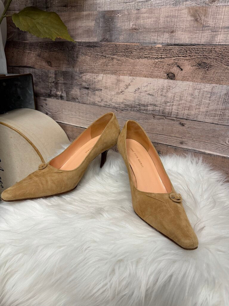 Saks Fifth Avenue Tan Suede Pointed Toe Pump