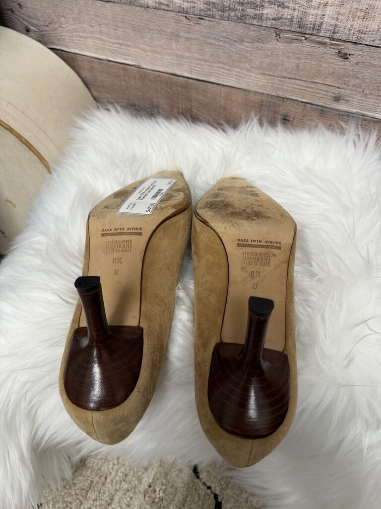 Saks Fifth Avenue Tan Suede Pointed Toe Pump