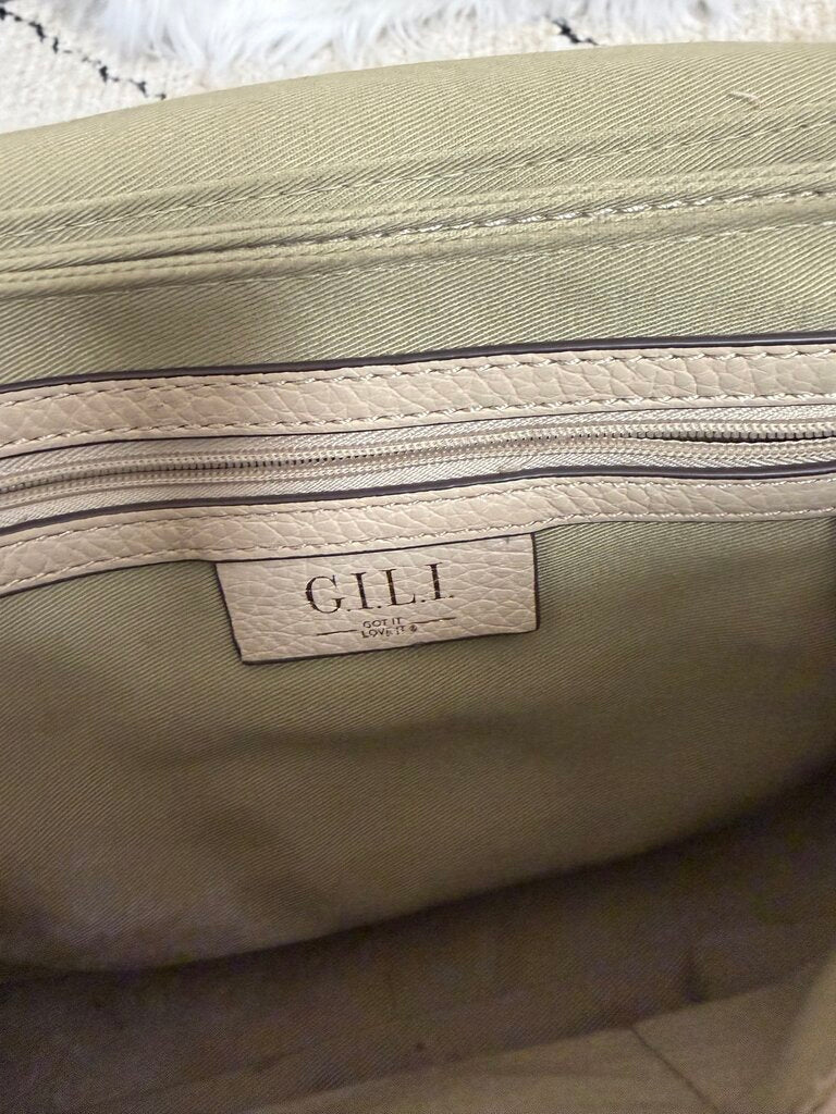 GILI Light Taupe Leather Crossbody Flap Closure