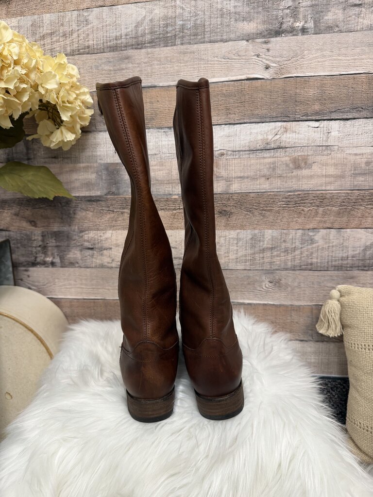 Frye Cognac Leather Melissa Knee High Boots