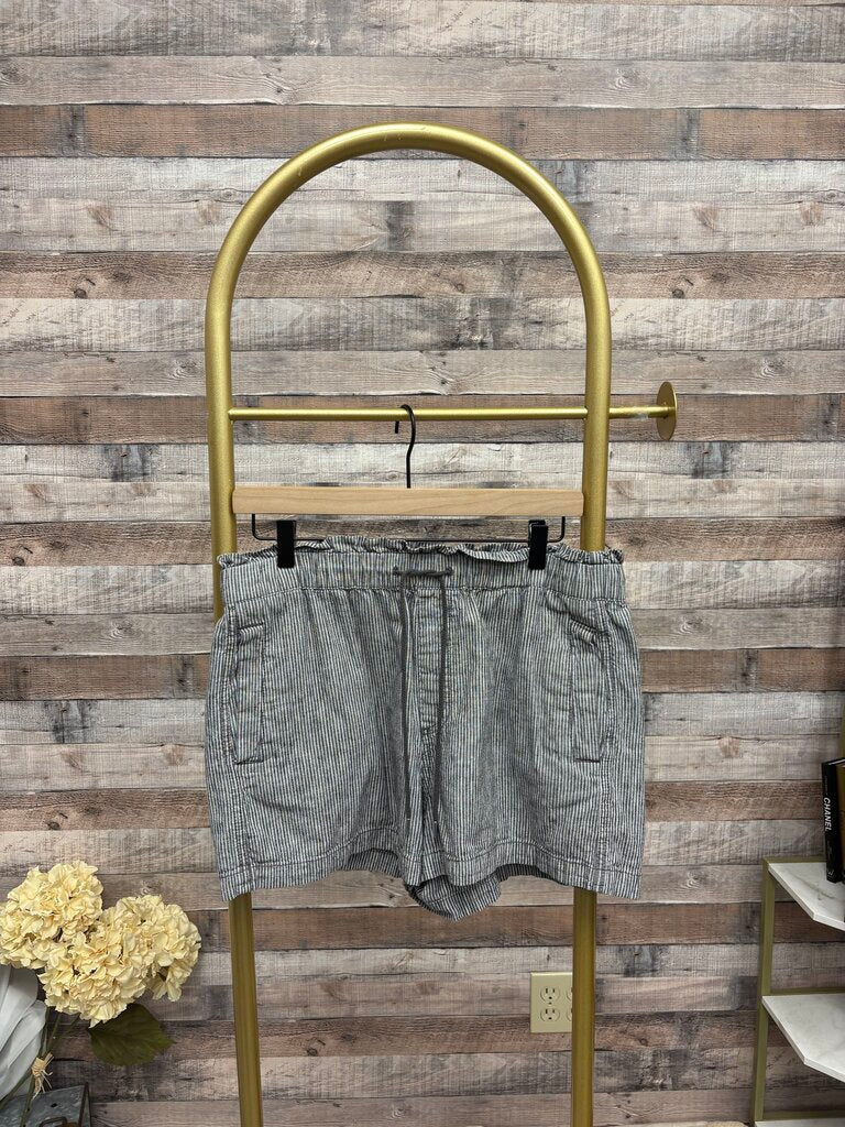 Loft Grey/White Striped High Waisted Shorts With Pockets