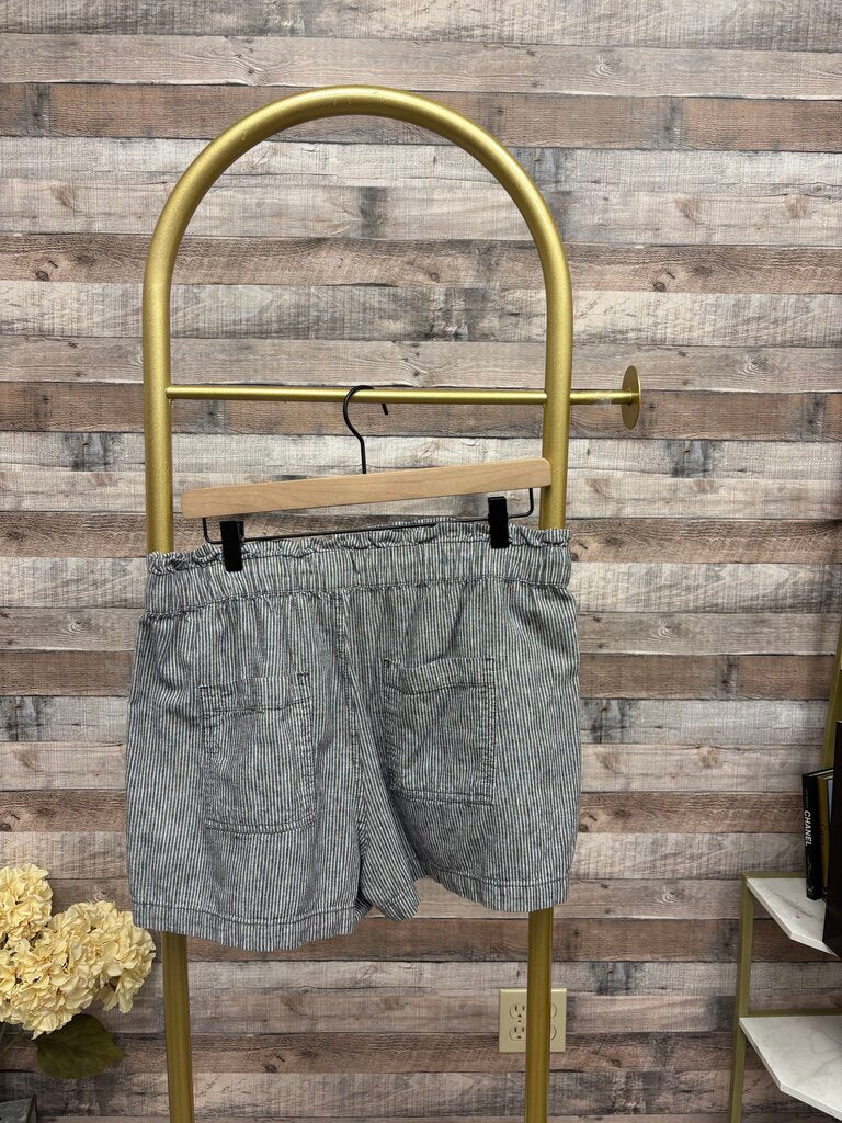 Loft Grey/White Striped High Waisted Shorts With Pockets
