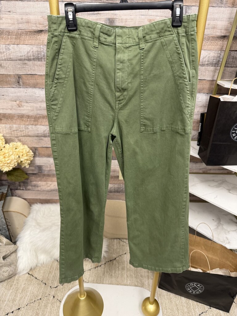 Pistola Green Straight Leg Pants With Cargo Pockets