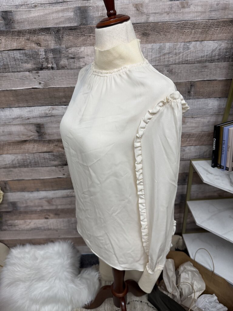 NWT Kobi Halpern Cream Mock Neck Blouse