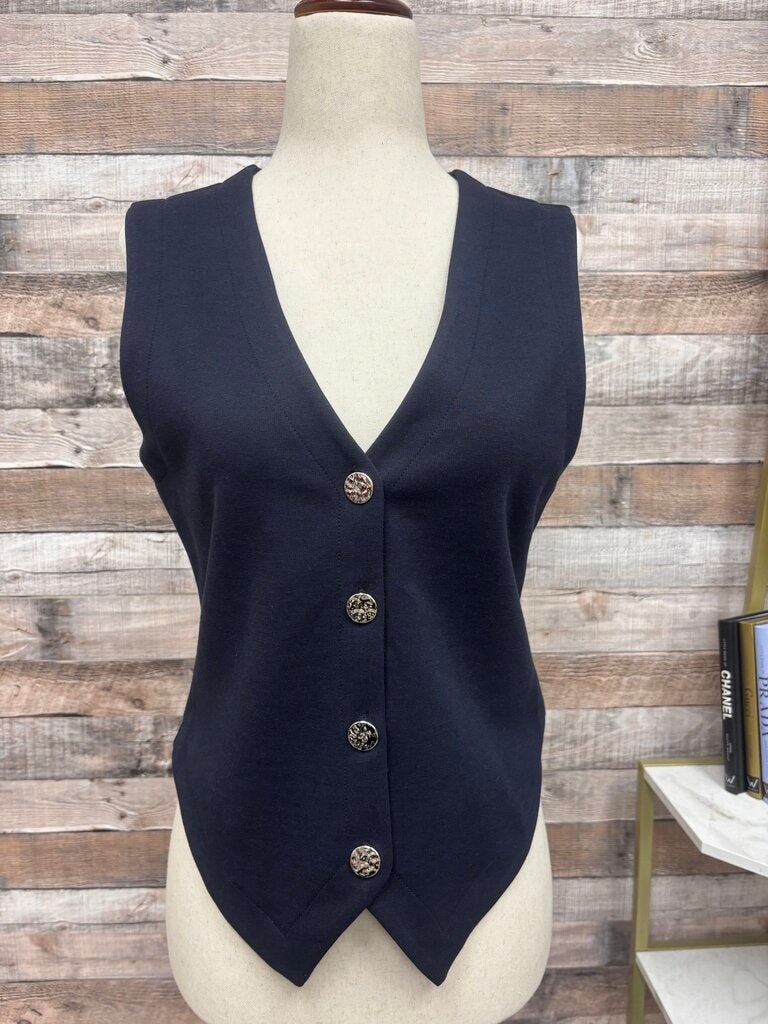 Evereve Navy Button Front Sleeveless Vest