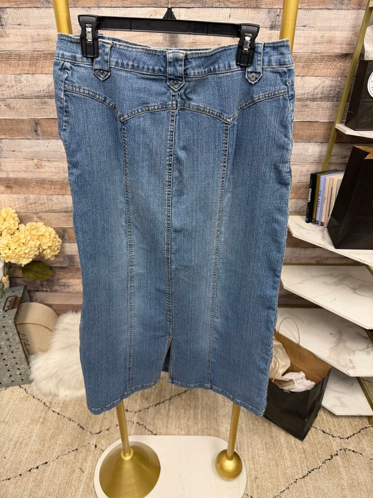 Route Light Wash Long Denim Pencil Maxi Skirt