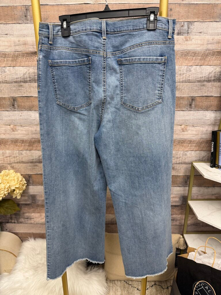 Gloria Vanderbilt Light Wide-Leg Cropped Jeans Raw Frayed Hem