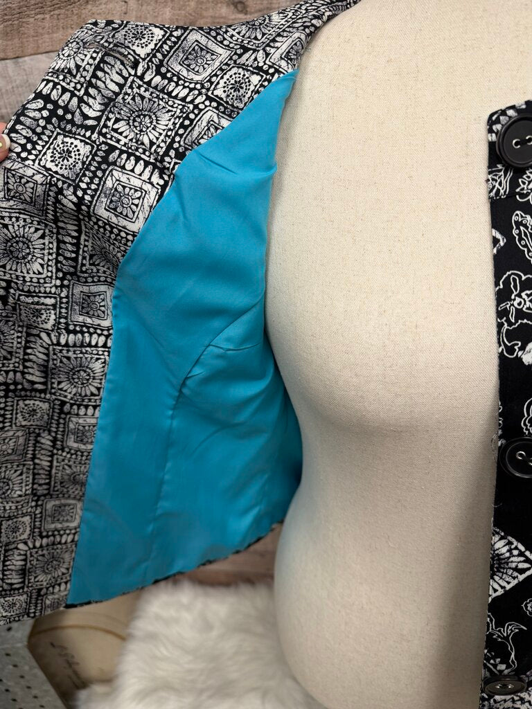 Coldwater Creek Black/White Geometric Jacket Geometric Print