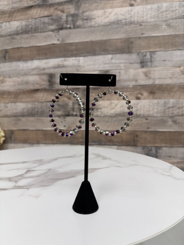 Crystal, Glass & Silver Tone Beaded Earrings Hoop N/A Multi Color N/A women EARRINGS - JEWELRY