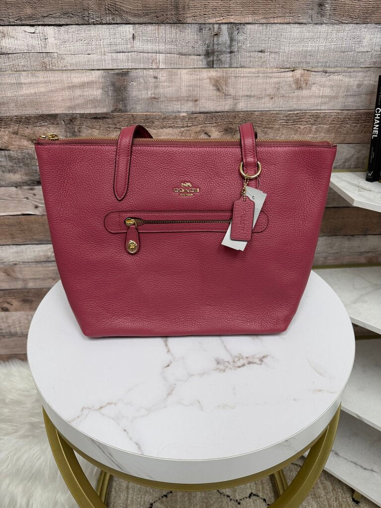 Coach Rose Taylor Leather Tote Bag Gold Hardware