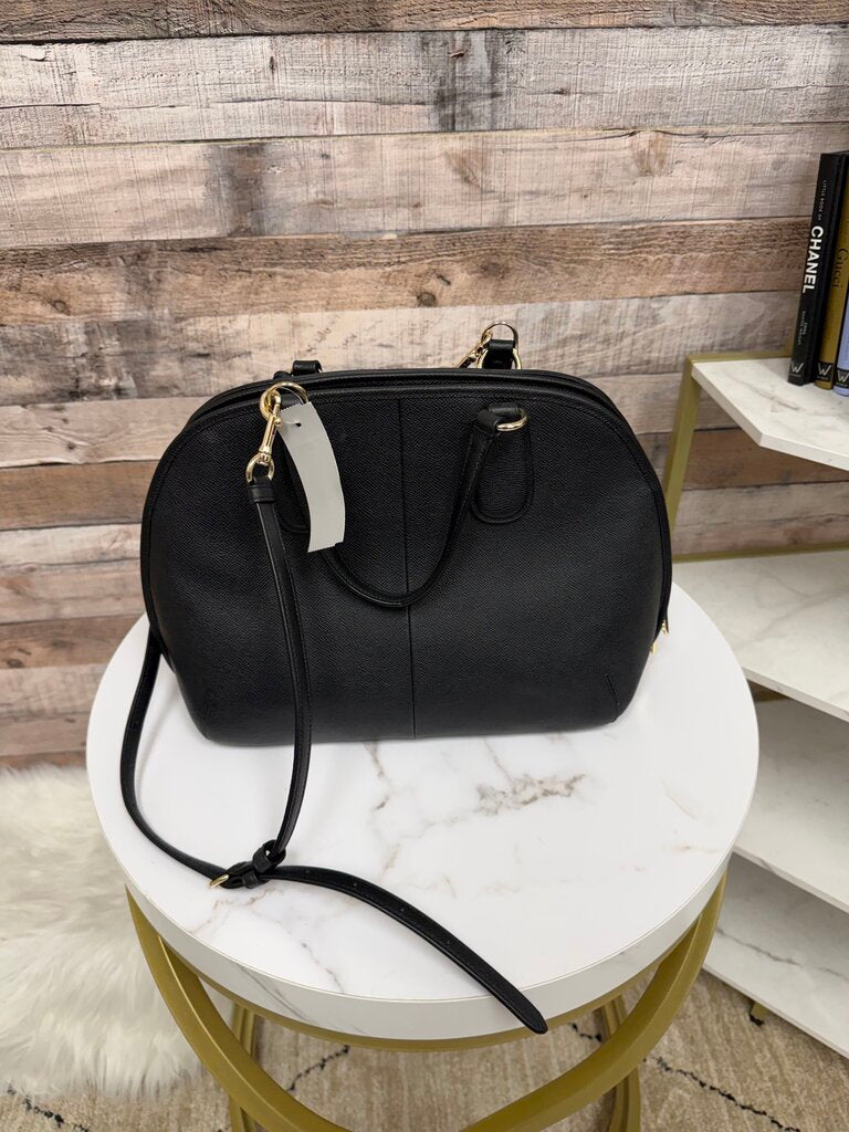Coach Black Sierra Sachel Leather Dome Bag With Gold Hardware