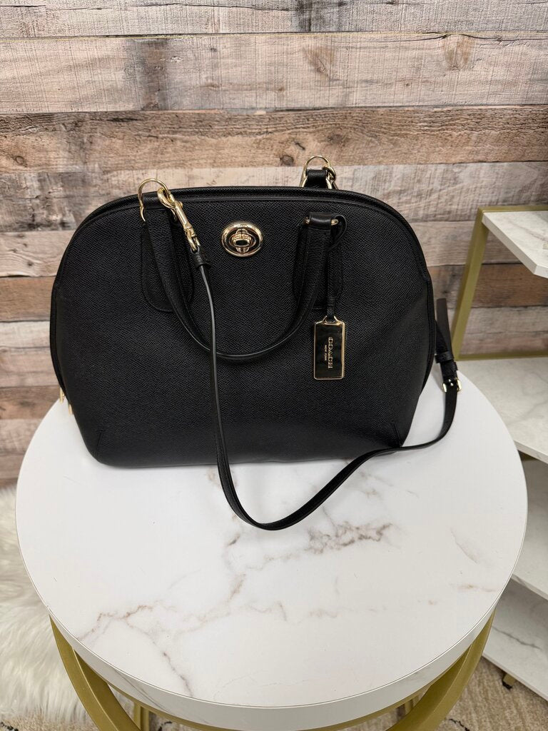 Coach Black Sierra Sachel Leather Dome Bag With Gold Hardware