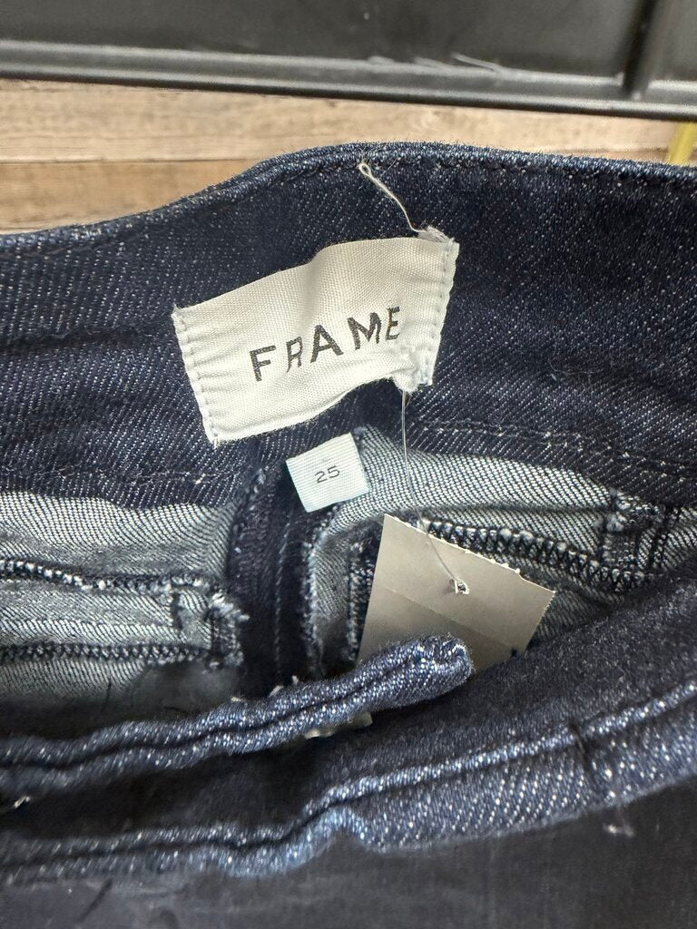 FRAME Straight Leg Dark Wash Trousers