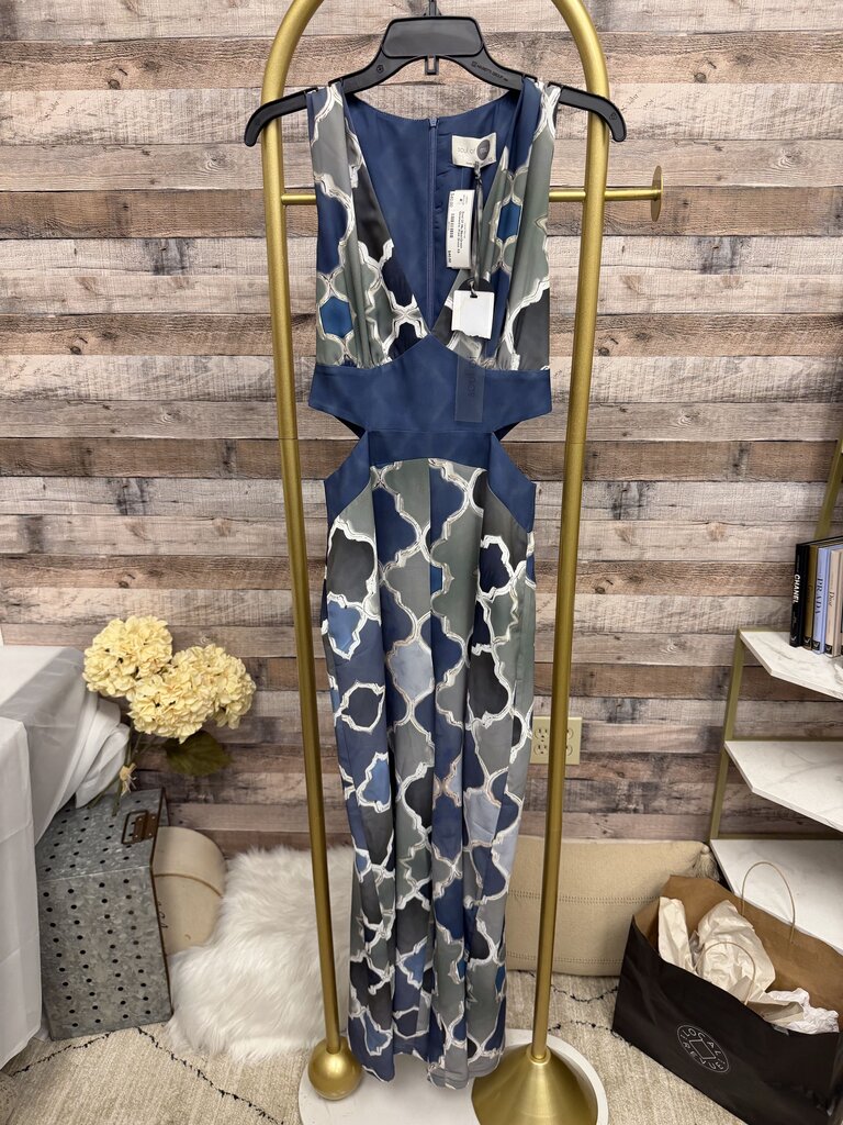 Soul Of Mu Blue/Green Geometric Print Dress